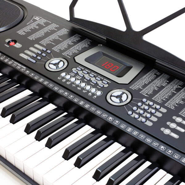 61-Key Electronic Piano Keyboard LCD Display and Microphone - Portable - Black - Image 2