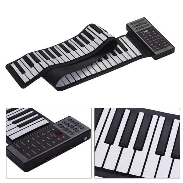 Portable Electric 88 Keys Roll Up Piano Multifunction Digital Piano Keyboard Built-in Speaker Rechargeable - Image 2